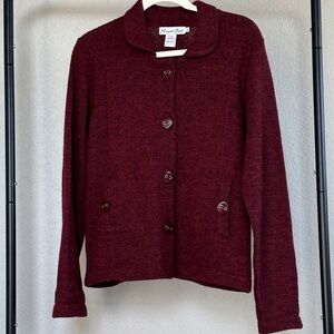 Pure Alpaca/ Wool - Women's Burgundy Cardigan Sweater